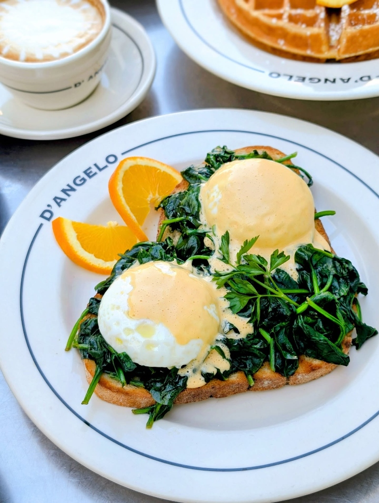 Eggs Florentine Benedict with poached eggs, spinach & hollandaise on sourdough
